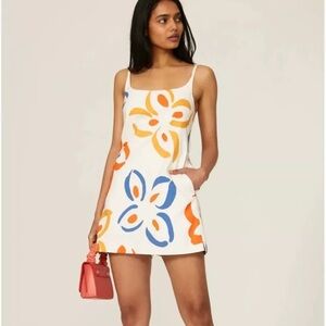 Rebecca Taylor Fame White Floral Linen Blend Sleeveless Romper Women's Size 4.